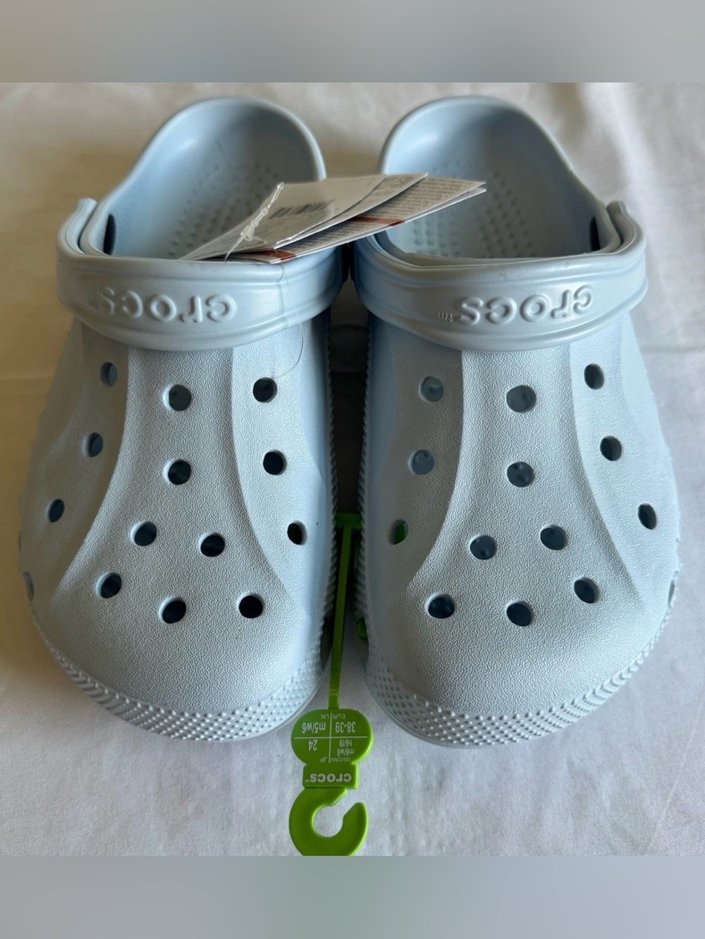 Crocs Baya Clogs Mineral Blue M6 W8 NWT Logo Lightweight Slip On Comfort Unisex